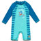 BONVERANO Maillot de bain une pièce avec protection UV pour petit garçon avec bonnet de bain, Dinosaure bleu, 4 ans