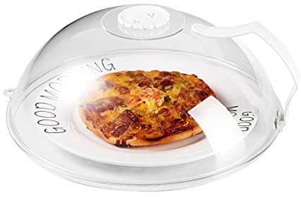 Couvercle alimentaire couverture transparente,Couvercle d'Isolation Micro-Onde Plastique,Couvercle Anti-Éclaboussures Micro-Onde, Cloche Transparente Alimentaire,26.5 * 11cm avec Poignée Amovible (B)