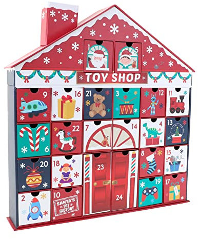 Toyland® 44cm (17 Inch) Christmas 3D Toy Shop Advent Calendar With Dated Pull Out Boxes - Christmas Decoration