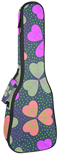 Ukulele väska färgad klöver lämnar ukulele fodral till Sopran Tenor konsert 23 tum 10 mm tjock mjuk vadderad justerbara remmar spelväska