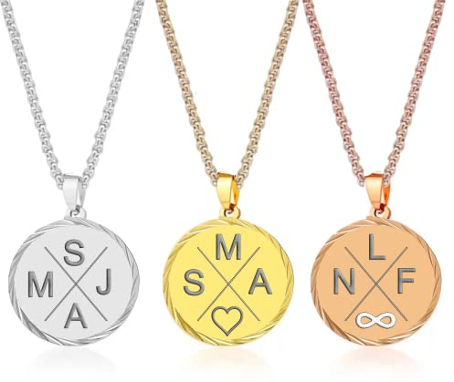 MY LUXERY Rundkette mit Wunschgravur - Damen-Kette mit Buchstaben - Halskette Amulett in Rundform Plättchen - Personalisierte Edelstahl Gravur Kette Runder Anhänger Geschenk für Freundin BFF