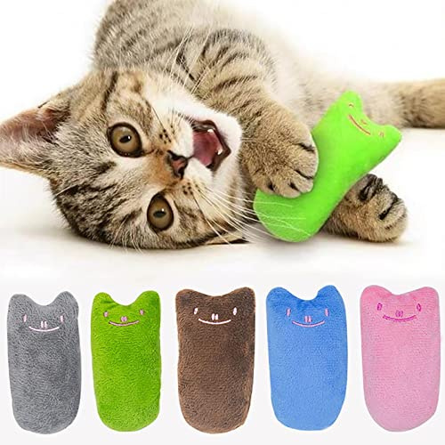 JINGSHUBO Juguete Hierba Gatera 5 Piezas Juguetes del Catnip Almohada Gato Juguetes Interactivos Almohada Mascota Chew Bite Suministros Limpiar los Diente Limpieza Dental para Gato Gatito