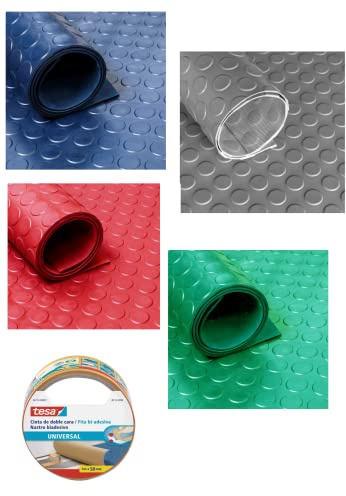 PINTO FERRAMENTA Tappeto Gomma Copripavimento Pvc per Palestre Officine Pavimentazione Esterna Rivestimento Linoleum Antiscivolo Flessibile Resistente in dotazione Nastro Biadesivo (h1x4mt, grigio)