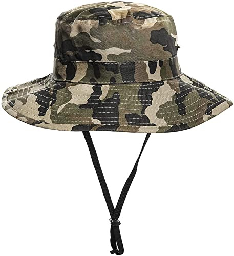 JowTreex Sonnenhut für Jungen, Camouflage, Sommer, Outdoor, Safari, Fischerhut, Boonie-Kappe für große Kinder von 7–14 Jahren, Camouflage, 56 cm, 7-14 Jahre