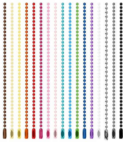 100 Stück Bunte Kugelkette Edelstahl Halsketten Metall Hängende Kette Metallkugelkette mit Anschluss 2,4 mm Eisenkugelkette Schlüsselanhänger DIY Halskette Schmuckherstellung Charms Craft Ball Bead