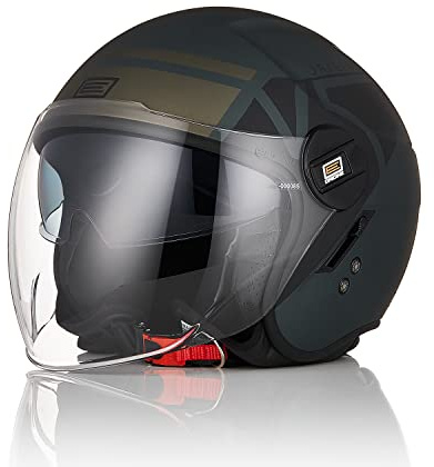 ORIGINE Casco Moto Jet Casco Scooter con Doppia Visiera Omologato ECE 22-06