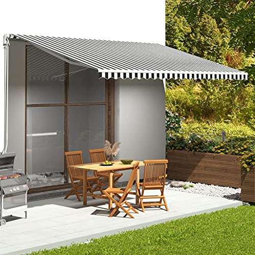 PURADAY Tessuto di Ricambio per Tenda da Sole da Esterno - Telo Parasole Antracite e Bianco 5x3 m - Alta Qualità