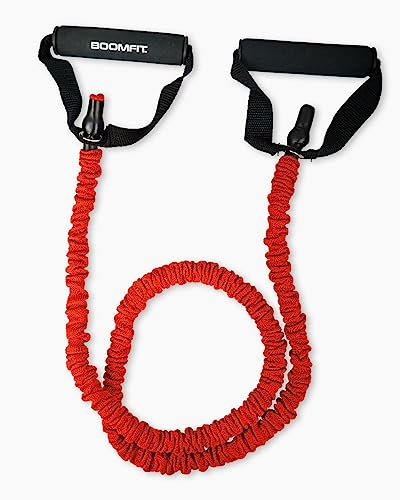 BOOMFIT Cintas Elásticas Fitness con Asas | Banda Musculación | Banda elástica con asas recubierta de tejido protector | 3 niveles de resistencia | Bíceps, espalda, hombros y piernas