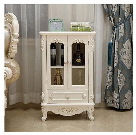 FIONEL Barschrank Europäischer Weinschrank einseitiger Glasschrank Tee Schrank Holzweinkabinett for Essen, Küche, Wohnzimmer Wine Rack (Color : Gold)