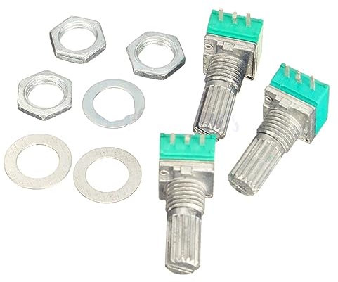 JMORCO 100 Stück B10K 3Pin Single Linear Potentiometer 6mm Rändelwelle Drehpotentiometer 10K Ohm mit Muttern und Unterlegscheiben