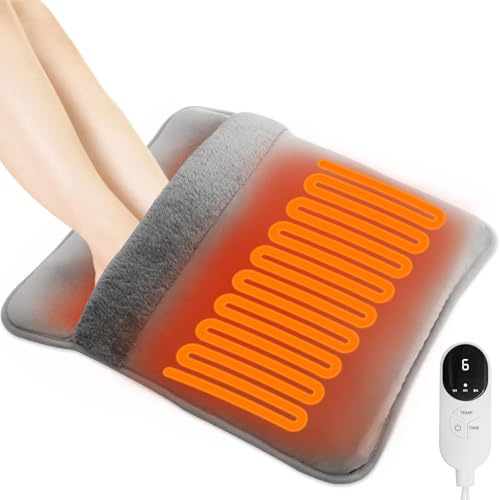 Electric Heated Pad Foot Warmer for Men and Women with Double-Sided Heated, Under Desk,Bed,Office,Home, 3 Timers 9 Fast Heating Settings, Soft and Breathable Perfect Relaxation