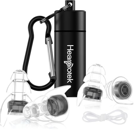 Hearprotek Tapones oidos ruido,2 pares silicona tapones antiruido concierto reducción ruido con cordon-protector auditivo para Músicos moto estudiar trabajo avion percusion festival discoteca autismo