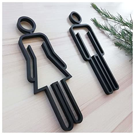 Herren-/Damen-WC-Schild, WC-Türschild, ABS-Badezimmer-Symbol, Türschilder mit Selbstklebender Rückseite, männlich und weiblich, for Hotel, Büro, Zuhause, Restaurant (Farbe: Schwarz) (Color : Black)