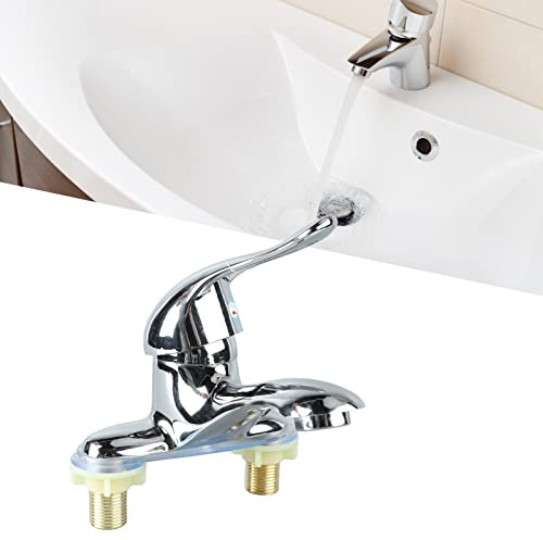 Topyond Robinets De Salle De Bain Robinet D'évier De Salle De Bain en Alliage De Zinc 2 Trous Mitigeur d'eau Chaude Et Froide Robinet De Salle De Bain Moderne pour Maison Hôtel