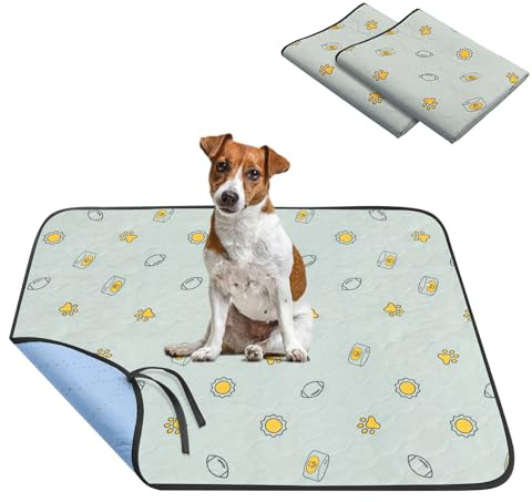 TAIKURA Waschbar Welpenunterlagen, 2er 79*92CM Haustier-Urinunterlage Welpenpads super Saugfähig, Rutschfest & Auslaufsicher, Wiederverwendbare Puppy Pads mit Bänder für Hunde, Katzen, Meerschweinchen