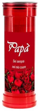 Cero Votivo Rouge P50 avec dédicace Pour Papa - Durée 55 Heures - Cereria Di Giorgio