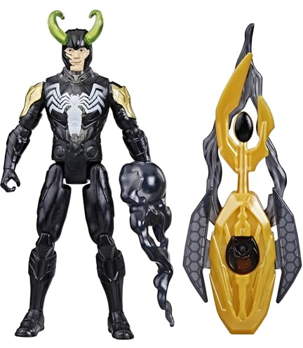 AVENGERS Marvel VenomVersus Epic World of Action Venomized Loki Figur mit Battle Gear Zubehör, 10,2 cm Superhelden-Spielzeug für Kinder ab 4 Jahren