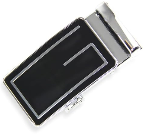 Glamexx24 bältesspänne män bälte ersättningsspänne spärrhake automatiskt bältesspänne bälte tillbehör lämplig för bredd 35 mm bälte, Svart med silverlinjemönster, En Storlek