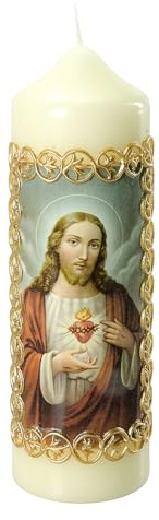 Candela Sacro Cuore Gesù avorio 165x50 mm