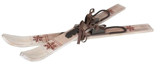 Christmas Paradise Deko Ski und Stöcke 60cm Weihnachtsdeko braun Wand-Dekoration Nostalgisch Holz Skistock
