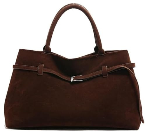 Generisch Wildleder Handtasche Damen, Große Tragetasche mit Henkel, Trendige Wildleder-Umhängetasche im Herbst, Schultertasche aus Wildlederimitat, Modische Retro-Handtasche