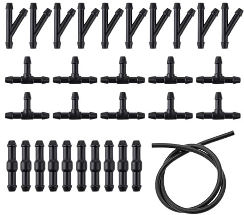 2M Scheibenwaschanlage Schlauch, 2M Universal Scheibenwaschanlage, Wischwasserschlauch Reparaturset, Automotive Schlauch, Universal Scheibenwaschanlage Schlauch mit 30 Stücke Schlauchverbinder
