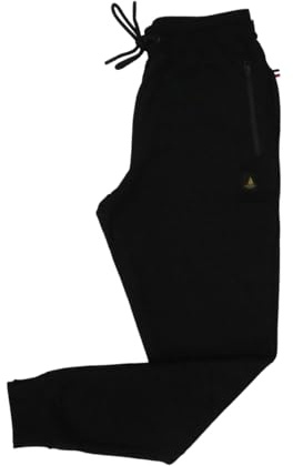 NavyBlue Yacht Pantaloni Tuta da Uomo in Cotone Felpato. Pantalone Lungo Autunno Inverno con Zip Termosaldate alle Tasche. Taglie Over Size (IT, Testo, 3XL, Regular, Regular, Nero)