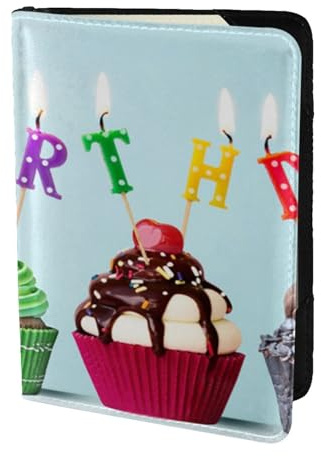 AABSTBFM Bunte Reisepasshülle aus Leder mit Cupcake-Motiv, 14 cm, für Damen und Herren, Schwarz , Einheitsgröße