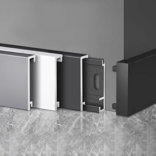 Raouoae Battiscopa Da Cucina In Legno Di Alluminio Resistente All'umidità - 125cm, 2 Pezzi, Perfetti Per Bagni E Cucine Moderne, Facile Installazione, Design Elegante Per Interni(Spacegrau,Höhe: 40mm)