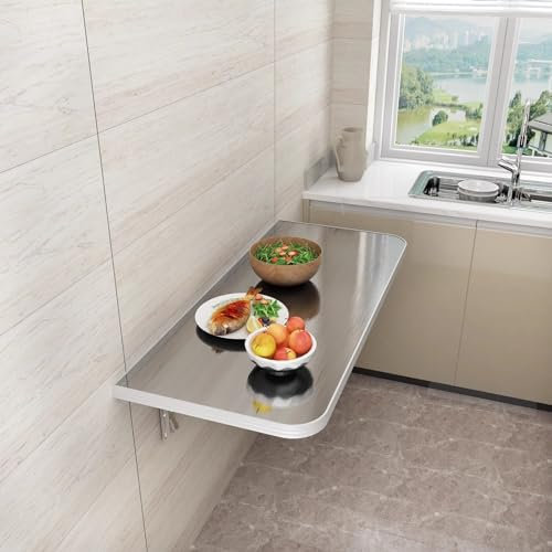 Moderner faltbarer Wand-Klapptisch für kleine Räume, ideal für Arbeitszimmer, Küche, Waschküche oder Restaurant, wandmontiert, mit Blätter-Design, platzsparend, zusammenklappbar (Größe: L 50 x B 30