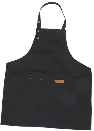 TOPBATHY Grembiule Da Barbiere Regolabile Con Tasche, Grembiule Da Cucina in Tela Per Uomo E Donna, Da Lavoro Per Barbecue, Giardinaggio, Parrucchiere, 75x65 Cm, Nero