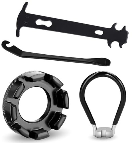 QZKJQDD Fahrrad Speichenschlüssel, Fahrrad Speichenspanner, Speichenspanner Fahrrad Set, Werkzeug für Ihre Fahrradkette, Für Bike Reparieren Speichen Schlüssel, Reifenheber Fahrrad (4 Stück)