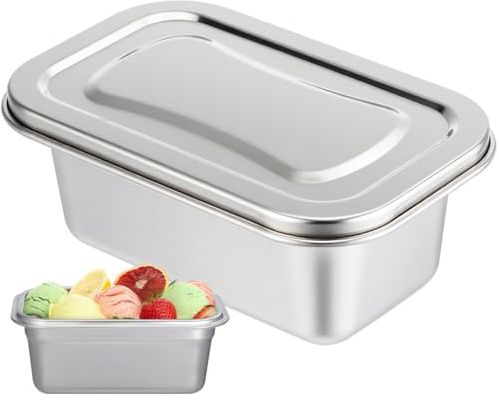 Alipis 720Ml Eisbehälter Aus Edelstahl Mit Deckel – Versiegelter Gefrierbehälter Für Speiseeis Selbstgemachtes Eis Joghurt Babynahrung Und Meal Prep Kühlschrankzubehör
