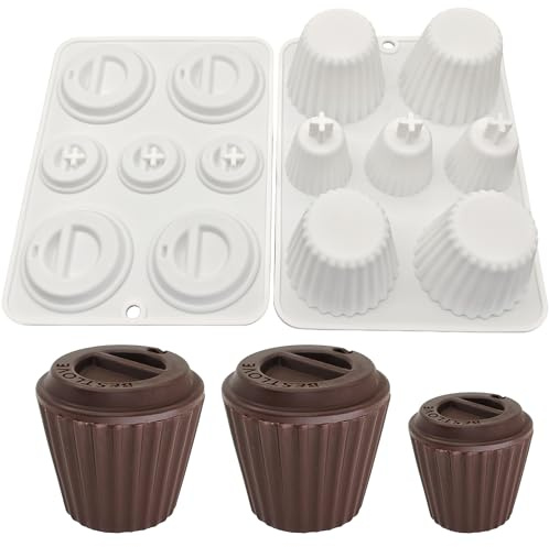 Moule À Muffins Profonds En Silicone 2 Pièces Moulle À Gateau Cupcake Moule À Muffins Anti-Adhésif Plateau À Muffins En Silicone Pour Gâteau Au Chocolat Glaçon Cupcakes Gâteaux Pudding (Blanc, A)