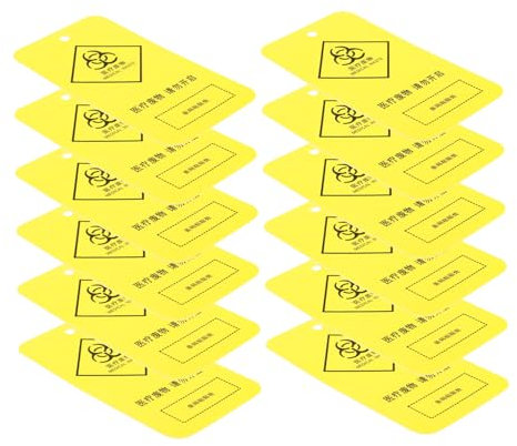 OSOLADY 100stücke Gelbe Hängeschilder Für Abfälle Multifunktionale Etiketten Für Klare Identifikation Und Sichere Entsorgung Praktische Lösung Für Kliniken Und