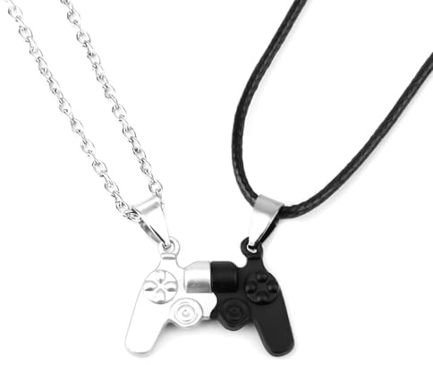 Mikovivi 2 Pezzi Collana dell'Amicizia, Collane Magnetiche Abbinabili per Coppie Regalo Gioielli per Anniversario Compleanno Donne Uomini (Controller di Gioco)