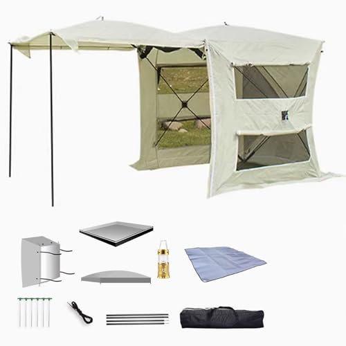 Bil Bakre Markis Tält Automatisk Pop Up SUV Sido Markis Tält Flera Personer Bärbara Snabbtält med Bärväska för Utomhus Camping Rese Picknick(White)