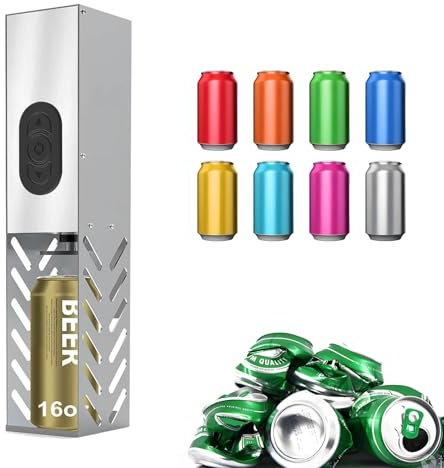 Elektrischer Dosenbrecher for Recycling von 12- bis 16-oz-Dosen, wandmontierter automatischer Dosenbrecher mit automatischer Zyklusfunktion, for Aluminium-Selters-, Limonaden-, Bierdosen und -flaschen