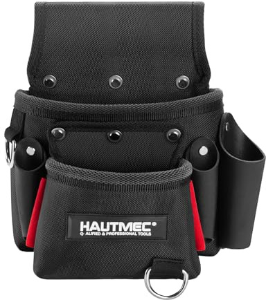 HAUTMEC Heavy-Duty Tool Belt Pouch, 1680D Tool Pouch for Belt with Leather Pockets, EVA Reinforced Lining & Riveted Stress Points, Multi-Pocket Utility Pouch – HT0411