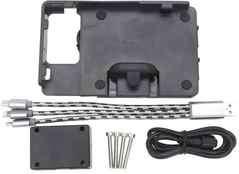 QGMKMVZZBK Porta Cellulare GPS Per BMW Per S1000XR 2020-2024 Supporto Navigatore Prolunga Manubrio Fissaggio Regolabile Moto GPS Anteriore Smartphone(Black 2)