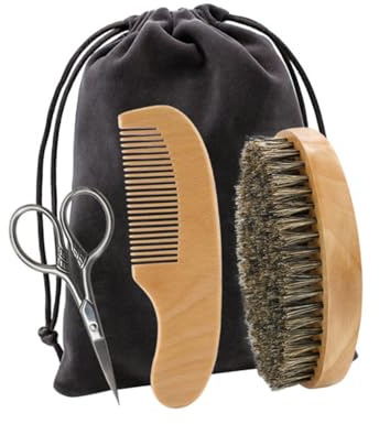 FIXOSHEE Bartpflege Männer Bartpflegeset mit Bartschere Kamm Bürste und Aufbewahrungstasche Leichtes Bart Shaving Tool für Präzise Pflege und Styling für Tägliche Anwendung und Geschenk