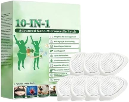Parche de microagujas, 7,5 x 7 cm, 7 piezas de calcomanías transpirables, parches de microagujas 10 en 1 para pérdida de peso, reduce la grasa abdominal, adelgazamiento del vientre