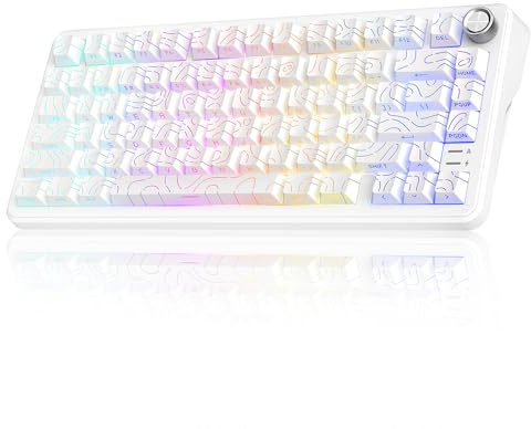 RedThunder K75 Teclado mecánico para gaming, QWERTY (contorno blanco)