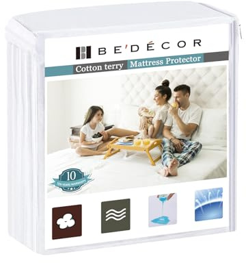 Bedecor Queen Waterproof Mattress Protector,Pee and Liquid Proof Cover for Pets, Elderly, and Incontinence, Fitted Deep Pocket for 9-18 Inch Deep