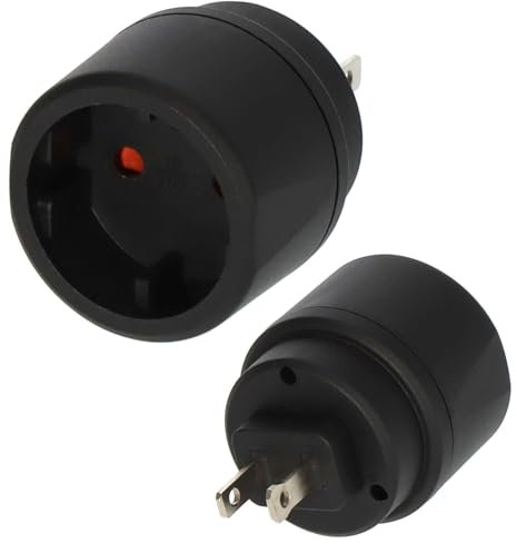 Brennenstuhl reseadapter/adapter (reseadapter för anslutning av elektriska apparater med Euro-kontaktsystem i länder med amerikanskt kontaktsystem (typ A): USA, Japan) svart