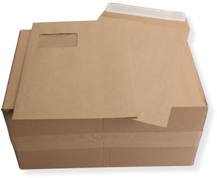 250 St. Versandtaschen extra stark 120 gr. DIN A4 C4 braun mit Fenster Kuvert Haftklebend Briefumschläge HK