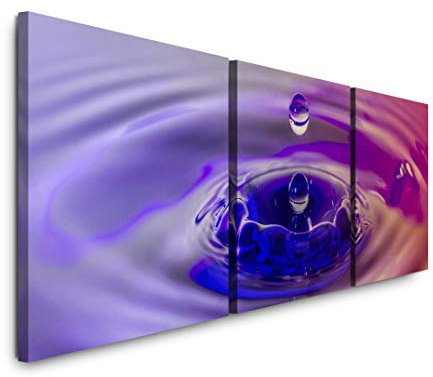 EAUZONE GmbH Wasserperlen 220 x 70cm - 3 Bilder je 70x70cm Bild XXL Panorama Deko Wandbilder auf Leinwand