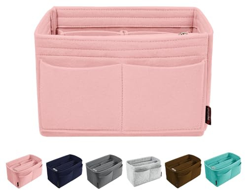 OMYSTYLE Purse Organizer Insert for Handbags, Felt Bag Organizer for Tote & Purse, Tote Bag Organizer Insert with 5 Sizes, Compatible with Neverful Speedy and More, Pink, L