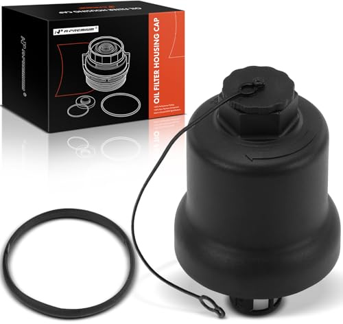 A-Premium Oil Filter Housing Cap Assembly Compatible with Volkswagen Jetta, Passat, Golf, Golf R, Eos, GTI & Audi A4, A3, TT, A4/A3/TT Quattro, 2.0L, Oil Filter Housing Cover, Replace# 06D115408A
