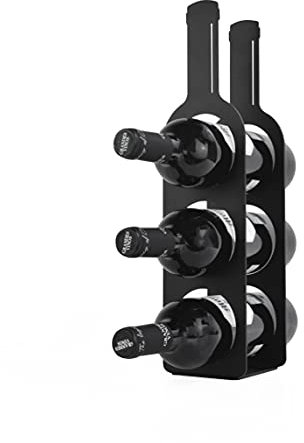 Portabottiglie verticale per tre bottiglie di vino, elegante e minimalista, 100% acciaio al carbonio